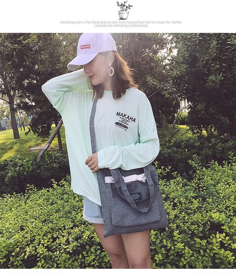 Bag Women's Summer New Style Korean Wave Flax Canvas Handbag Casual WOMEN'S Shoulder Bag Versatile Shoulder Bag
