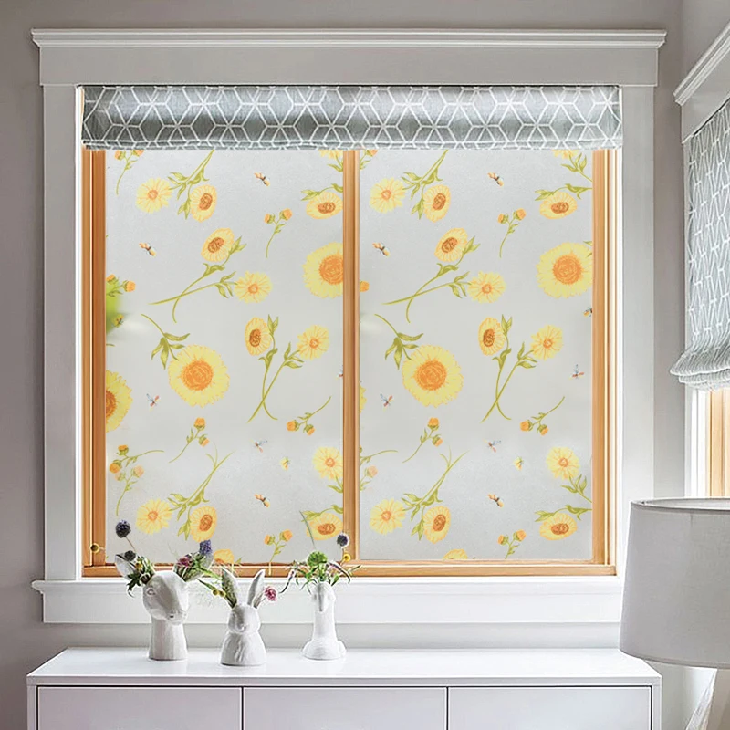 

New Waterproof Self-Adhesive Window Glass Film Opaque Glass Privacy Film Bedroom Bathroom With Glue Home Decoration Film