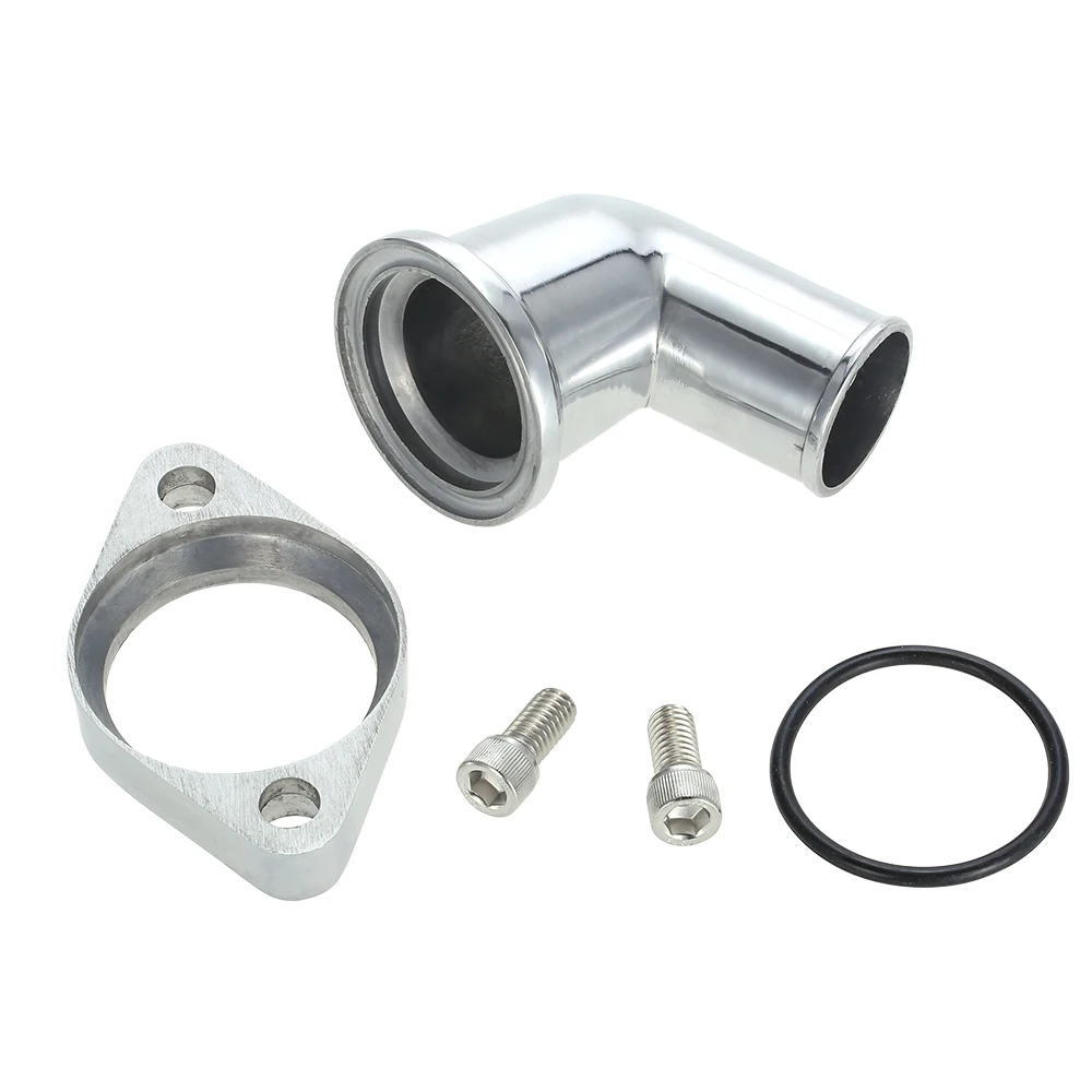 SBC BBC Polished Aluminum 15 degree Swivel Water Neck Fits SB BB for Chevy 327 350 454 396
