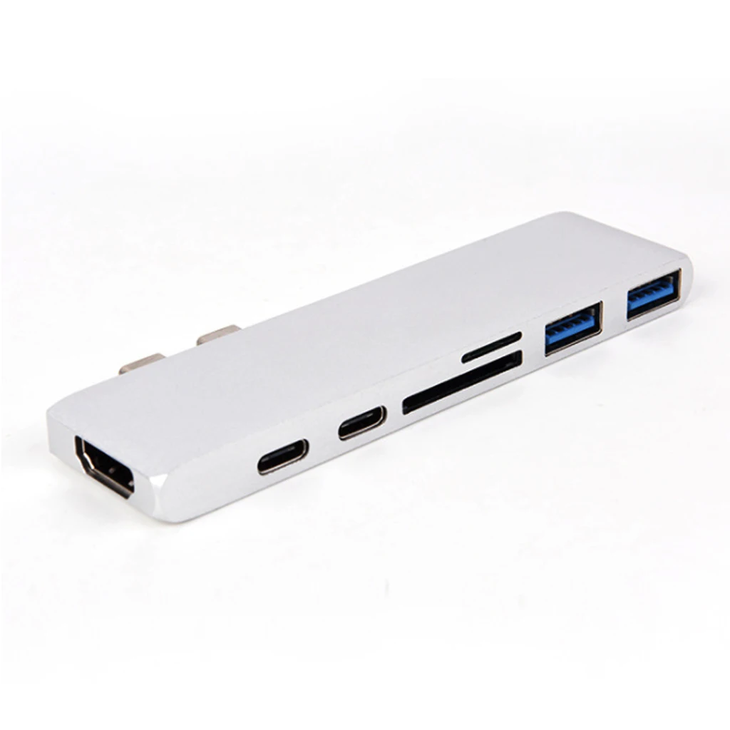 Mosible USB 3,1 type-C концентратор к HDMI адаптер 4K Thunderbolt 3 USB C концентратор с концентратором 3,0 TF sd-ридер слот PD для MacBook Pro/Air - Цвет: Серебристый