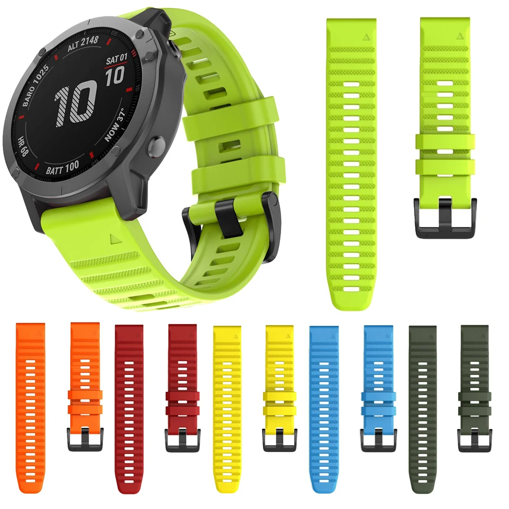 Ремешок силиконовый для Garmin Fenix 5 6X 6 5X 5S Plus 3 3HR быстросъемный удобный браслет