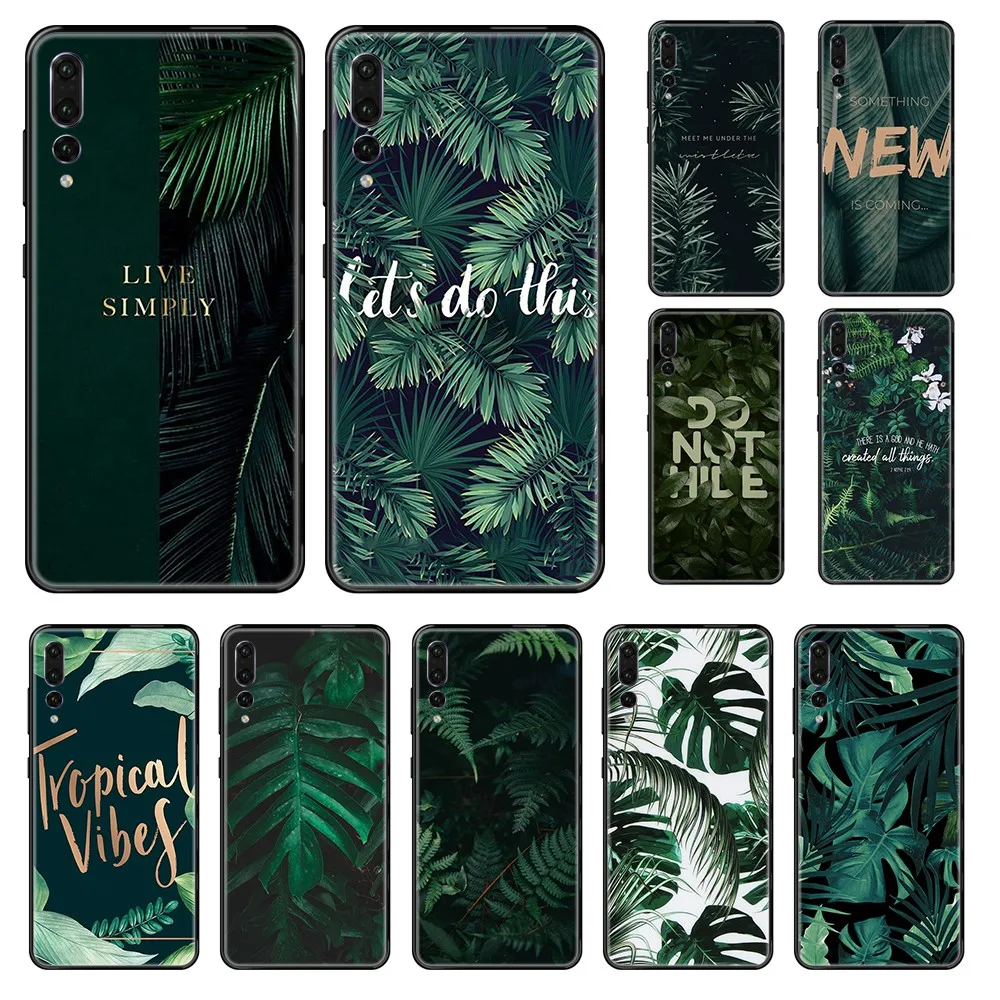 Летний зеленый красивый чехол с банановым листом для мобильного телефона черный