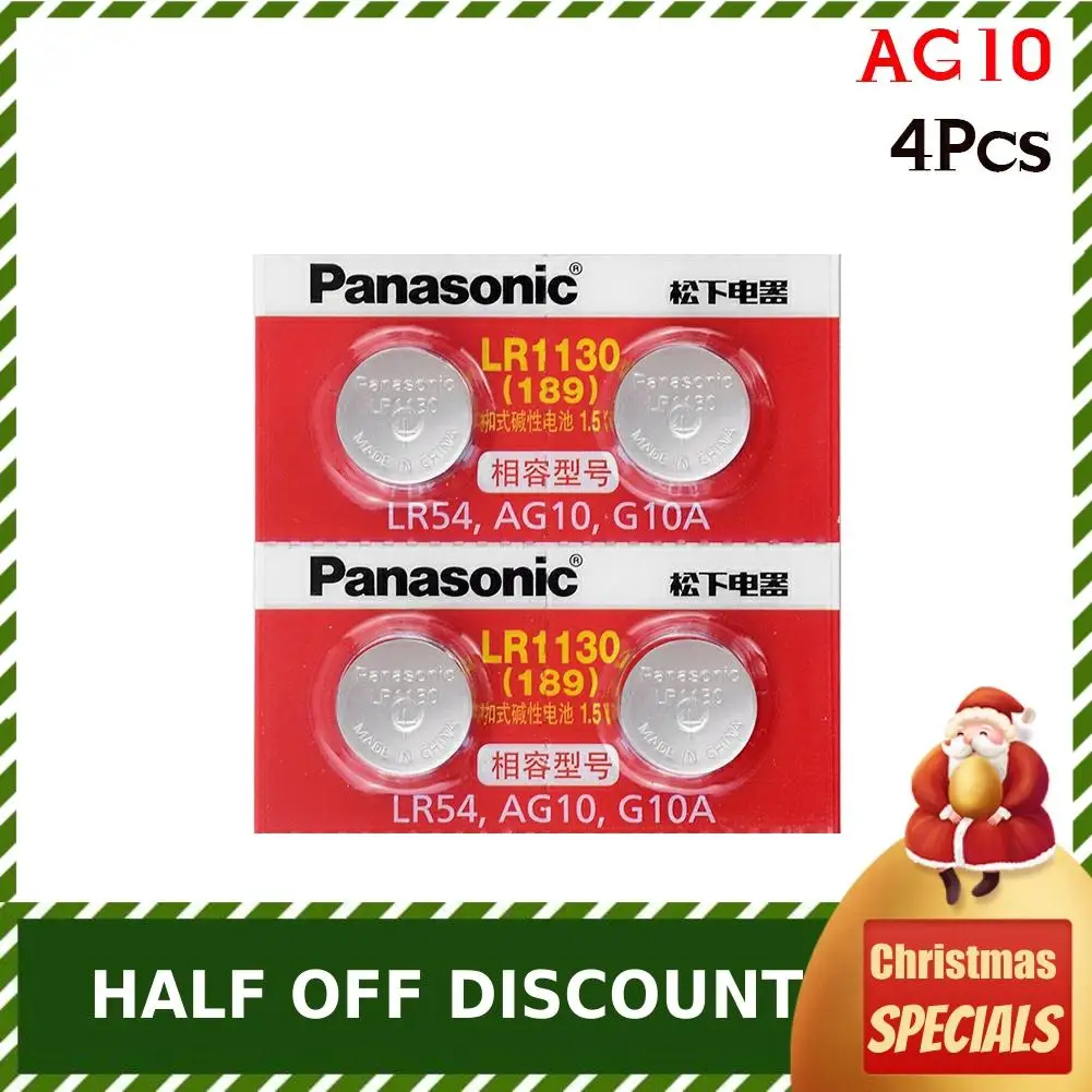 4 шт./лот Panasonic Батарея сотовый AG10 389 LR54 SR54 SR1130W 189 LR1130 аккумулятора кнопочного типа 1,5 V AG10 LR1130 Щелочная батарейка-кнопка