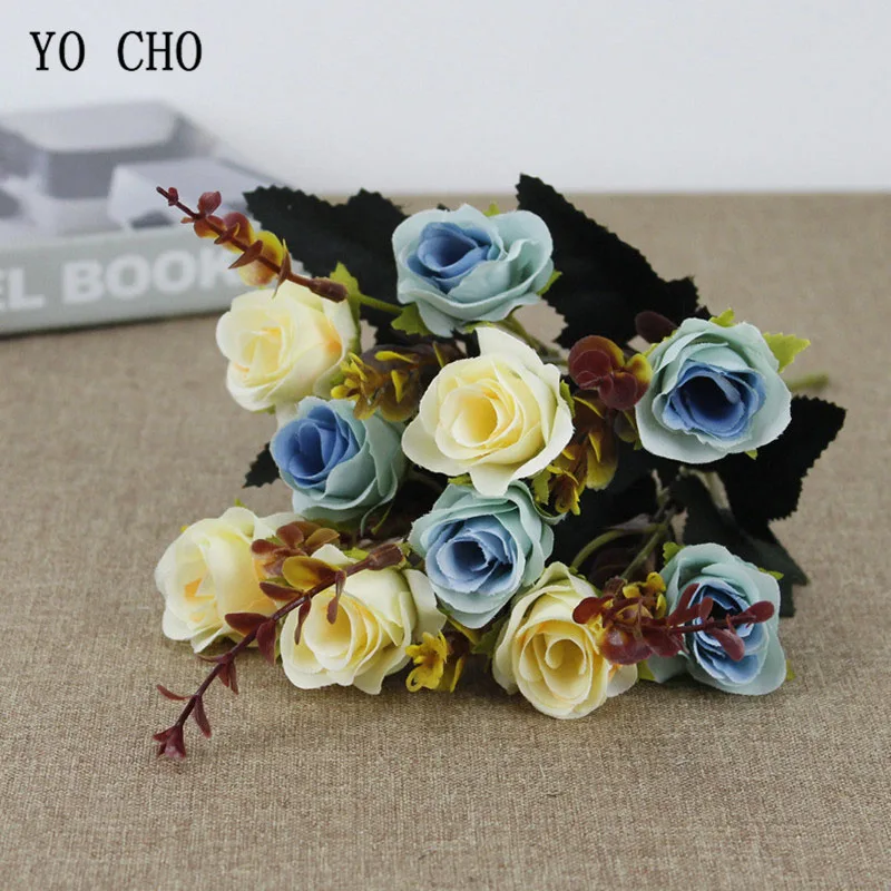 YO CHO букет роз Свадебный цветок невесты Букет Искусственный Шелковый цветок розы композиция украшение для дома