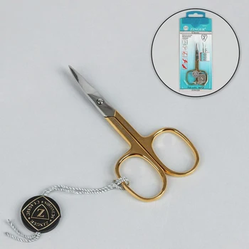 

Manicure scissors, curved, wide, 9.5 cm, golden / silver color, В-102-HG-SH