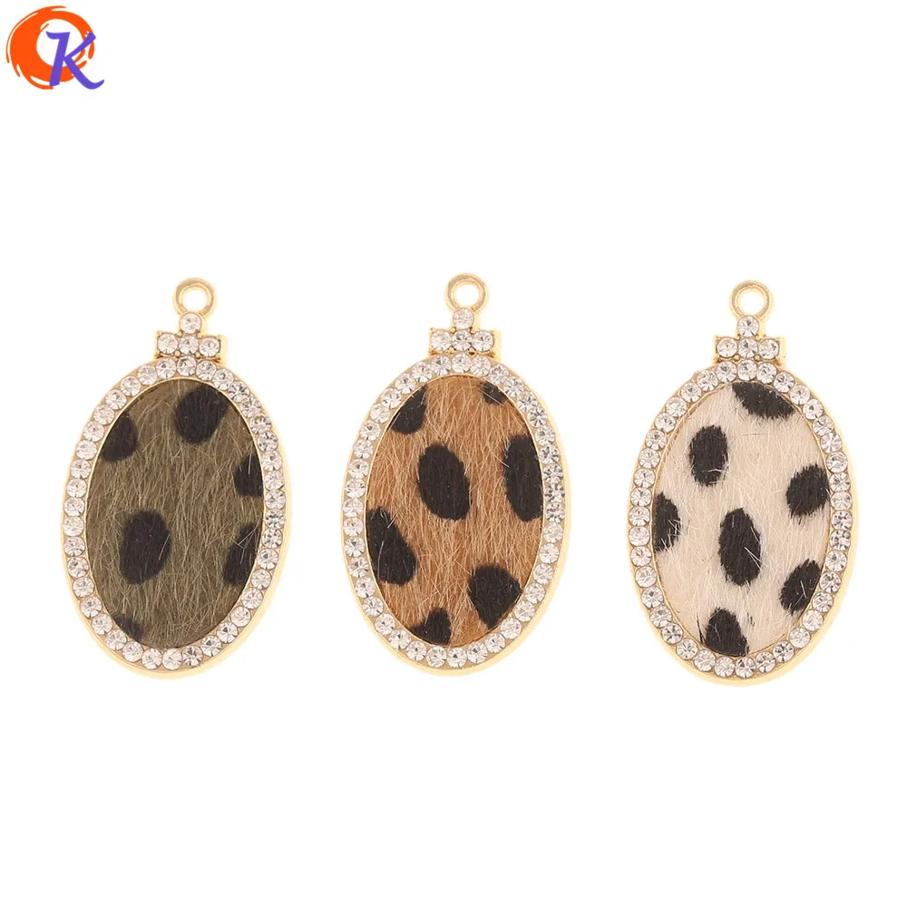 

Cordial Design 30Pcs 19*33MM Jewelry Accessories/Hand Made/Rhinestone Charms/Leopard Print Effect/DIY Making/Earring Findings