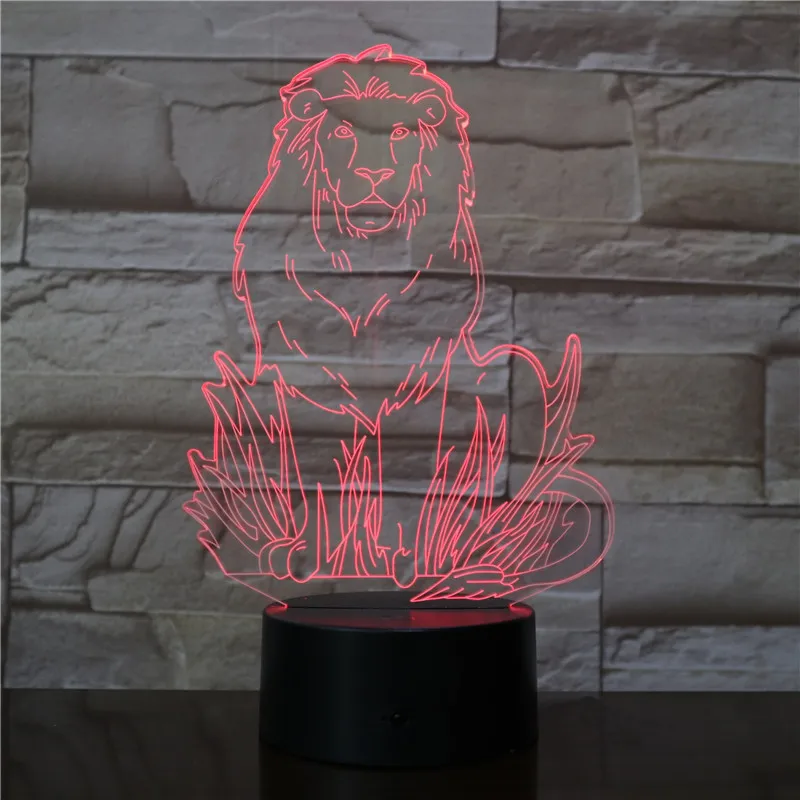 3D светодиодный ночсветильник в виде льва Симбы короля Usb 7 цветов черный цвет