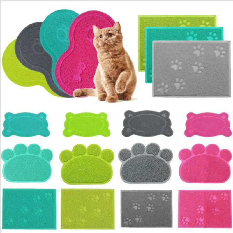 Newest Hot 1pcs Pet Dog Puppy Cat Feeding Mat Pad Cute PVC Bed Dish Bowl Food Feed Placement