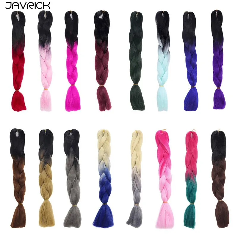 

JAVRICK Long Ombre Synthetic Hair Braiding Twist Crochet Jumbo Braids Mambo Hair Extension Wig Professional Hairstyle