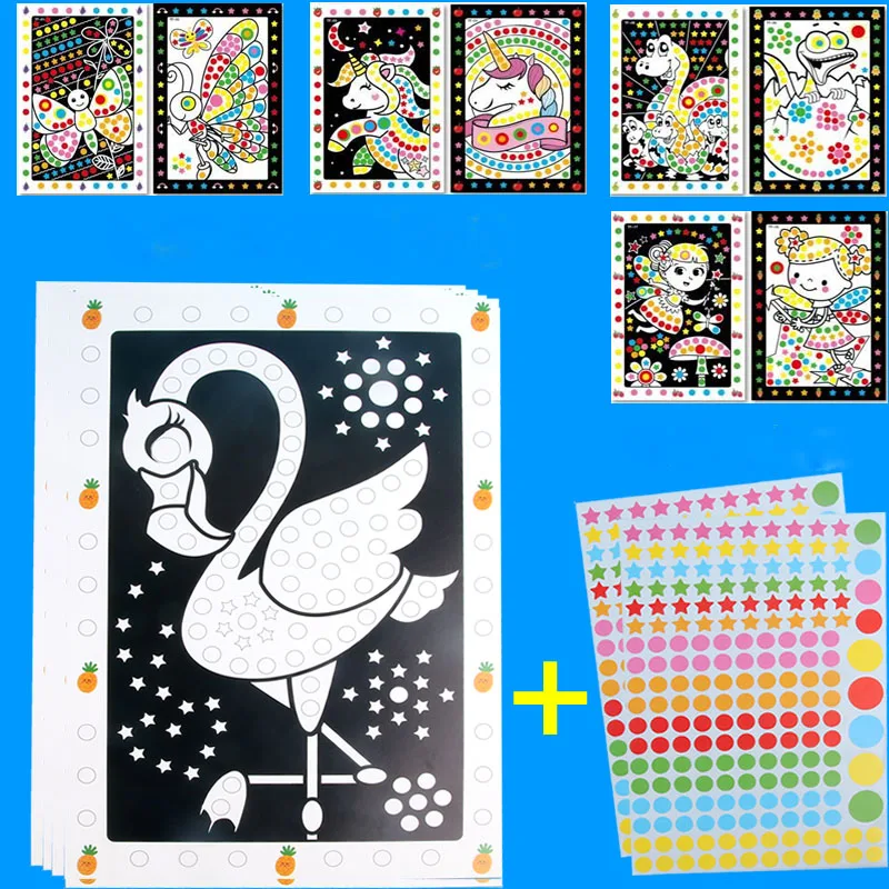 Funny Puzzle Dot Stickers For Kids Cute Cartoon Animal Drawing Mosaic Sticker Children Early Educational Patience Training Toys 2