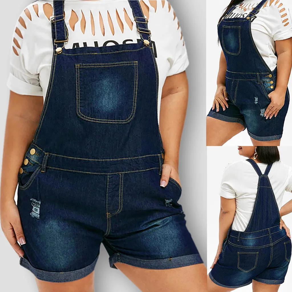 Monos de mujer de 3h a media cintura, monos de tirantes, Pelele de una sola pieza para mujer, Mono vaquero de talla grande, traje de baño de dos piezas