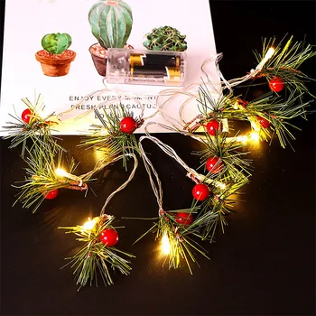 

New LED Red Berry String Lights Christmas Garland Lamp Pinecone Fairy lights For Xmas Holiday Tree and Home Decoration