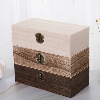 

20pcs Large Wooden Storage Box Log Color Scotch Pine Rectangular Flip Solid Wood Gift Box Handmade Craft Jewelry Case 20x10x6cm