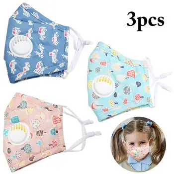 

3pcs Soft Cotton Mouth Mask Cute Printing PM2.5 Breathable Dustproof Cotton Mask Face Mouth Cover For Kids Random Style