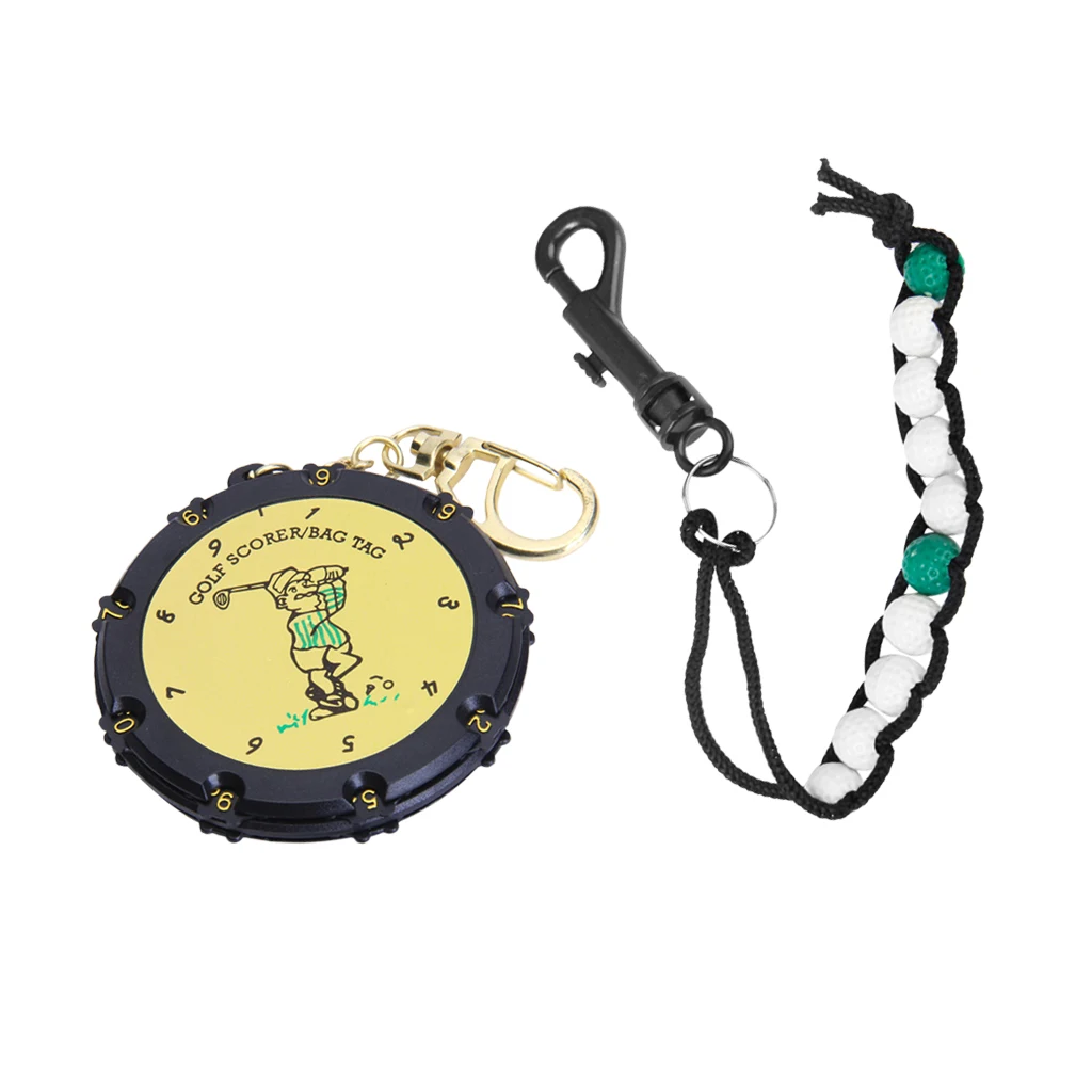 Golf Beads Score Counter With Clip + 18 Holes 9 Shots Golf Score Counter Round Scoring Tag