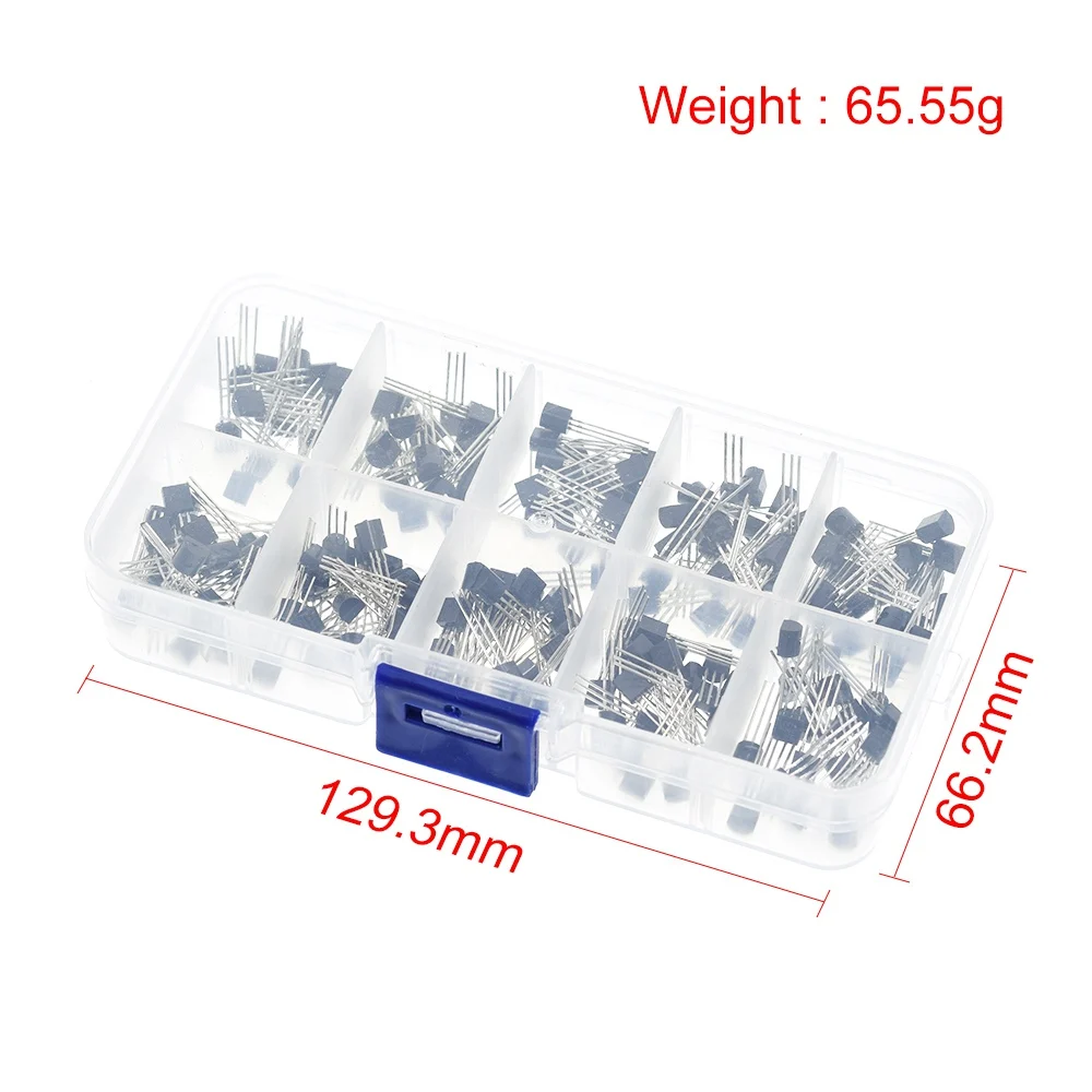 BC337 BC327 2N2222 2N2907 2N3904 2N3906 S8050 S8550 A1015 C1815 Transistor Assortment Kit 10value 200PCS,Transistors Box Pack