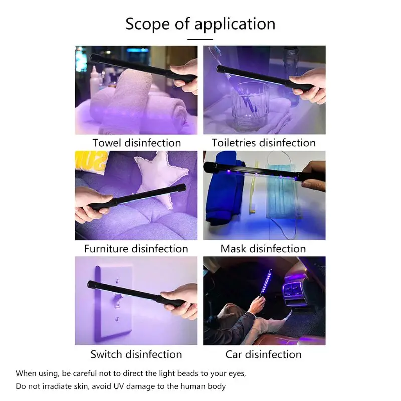 

UV Light Sanitizer Travel Wand UV Light with USB Powered For Hotel Household K92B