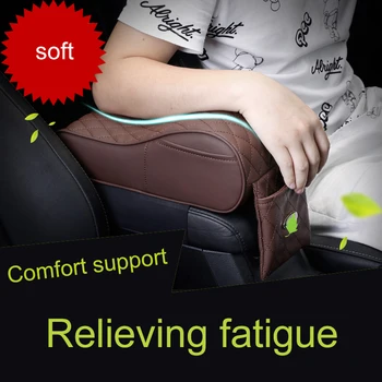 

QHCP Car Armrest Box Mat Cotton Leather Central Console Armrest Pad Cushion Cover Soft For Sedan SUV Arm Rest Vehicle Protection