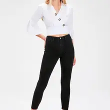Trendyol черные джинсы с нормальной талией TWOAW20JE0011