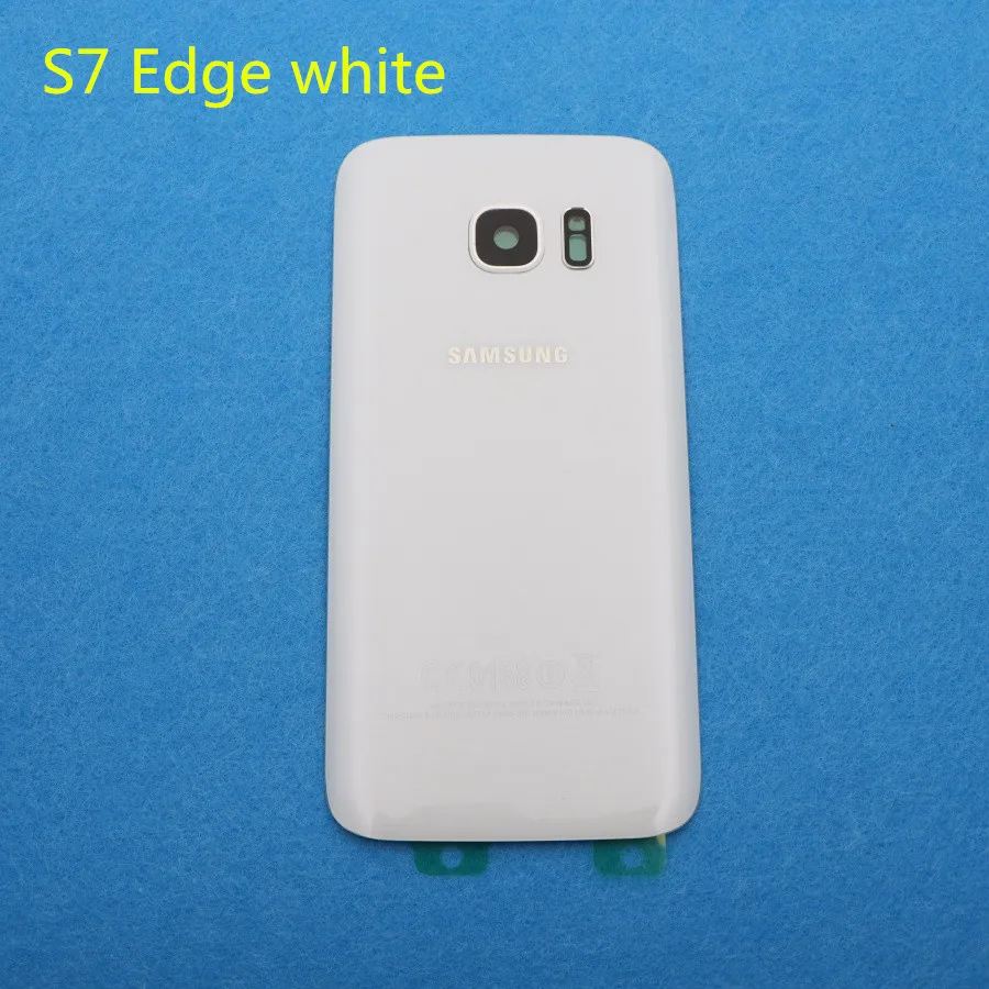 S7 Edge white Новая задняя панель стеклянная задняя крышка батарейного отсека для samsung Galaxy S7 G930 G930F G930FD S7 Edge G935 G935F G935FD+ наклейки объектив камеры - Цвет: S7 Edge white
