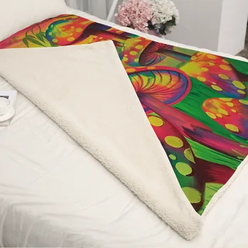 

Big Soft Cartoon Mushroom Plants Printed Blanket Warm Blanket Printed Fur Thickened Double-layer Winter