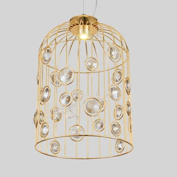 

retro Cage iron crystal Pendant Lights industrial wind bar restaurant clothing shop coffee shop lighting ZL3 ya74