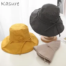 KASURE Elegent Складная летняя Солнцезащитная шляпа для женщин и девочек, уличная пляжная шляпа от солнца, Панама