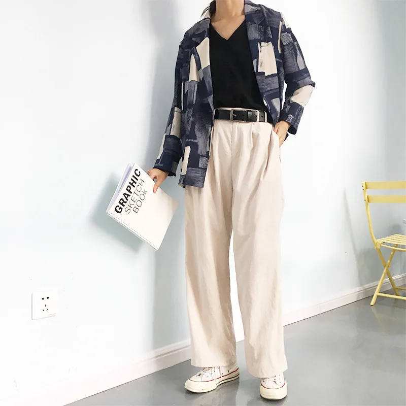 

Photo Shoot Unique Printed Laziness Hong Kong Style Loose-Fit Versatile Thin Small Suit Coat Women's