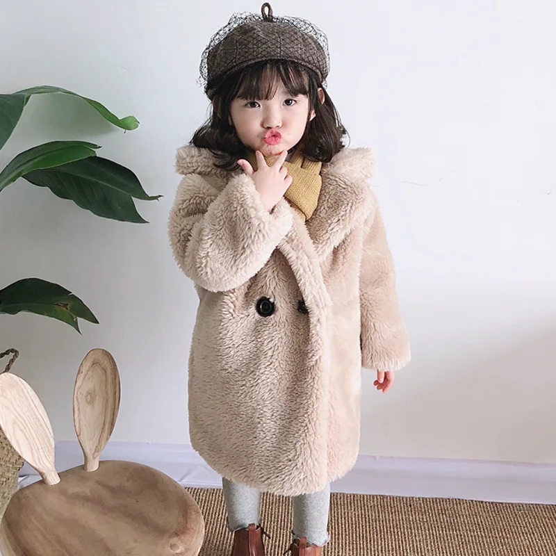 KONFA Teen Toddler Baby Boys Girls Winter Warm Clothes,Hooded Fluffy Jacket Pocket Coat,Kids Cartoon Bear Snowsuit Set