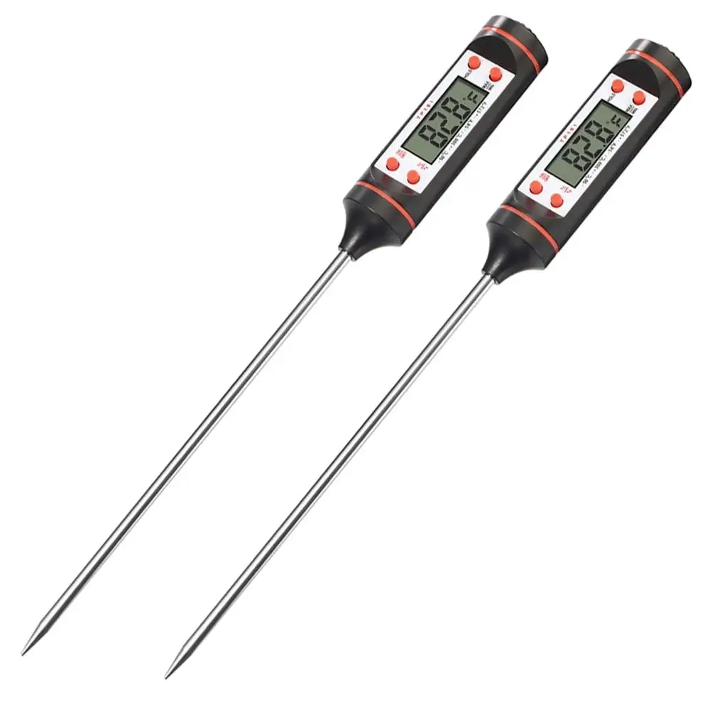 Best 2pcs Meat Thermometer Instruments Kitchen Temperature Detector Digital Cooking Food Probe Electronic BBQ Baking Pastry