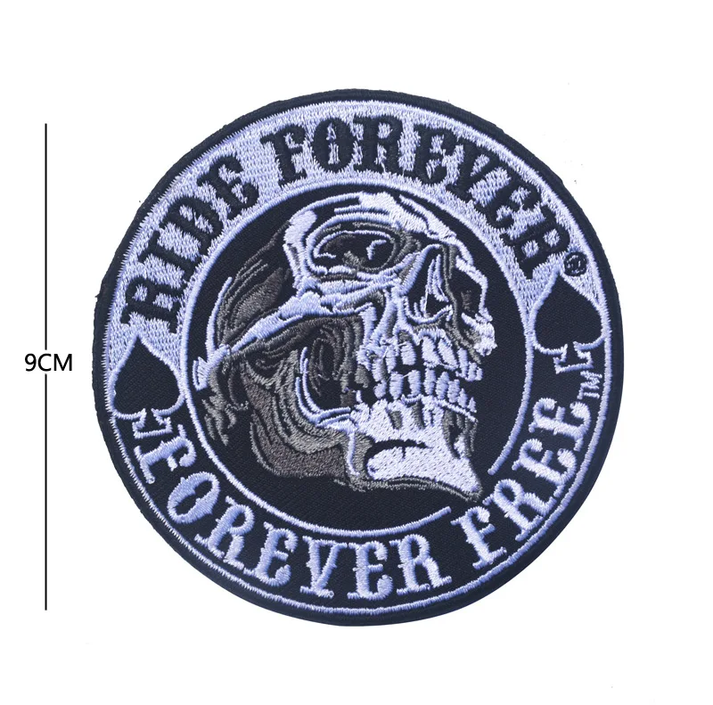 Spade Skull Outlaw Anarchy Ricamato Biker Patch Abbigliamento Live Free Ride Free Forever Patch Per Biker Jacket Vest Back