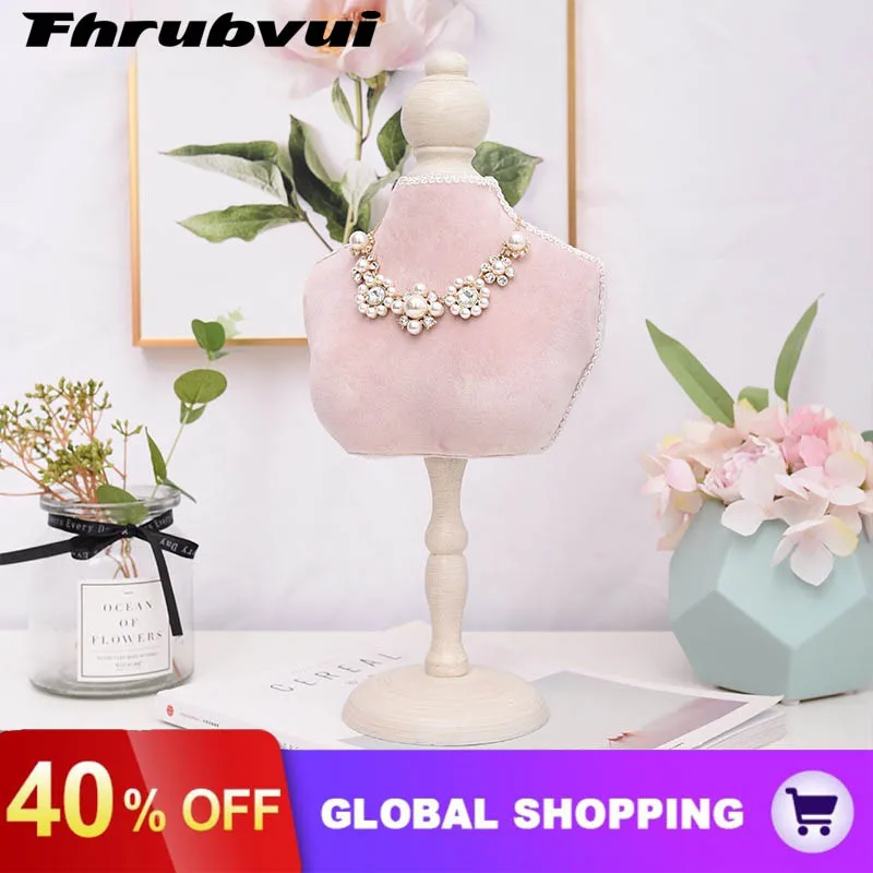 Pink Velvet Fashion Jewelry Display Rack Elegant Jewelry Stand Mannequin Jewelry Holder Necklace Bracelet Anklet Display Storage