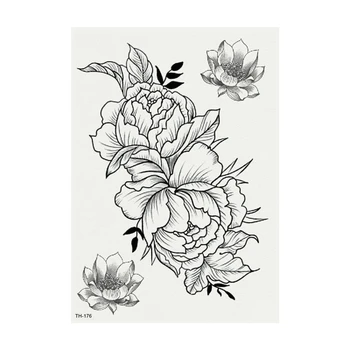 

Flower arm black and white sketch tattoo stickers