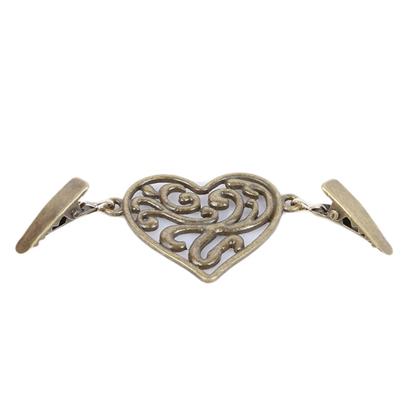 heart Bronze Женский винтажный кардиган, свитер, блузка, булавка для шали клипсы для броши, рубашка, воротник, утиный зажим, зимний шарф с застежками, очаровательные аксессуары - Цвет: heart Bronze