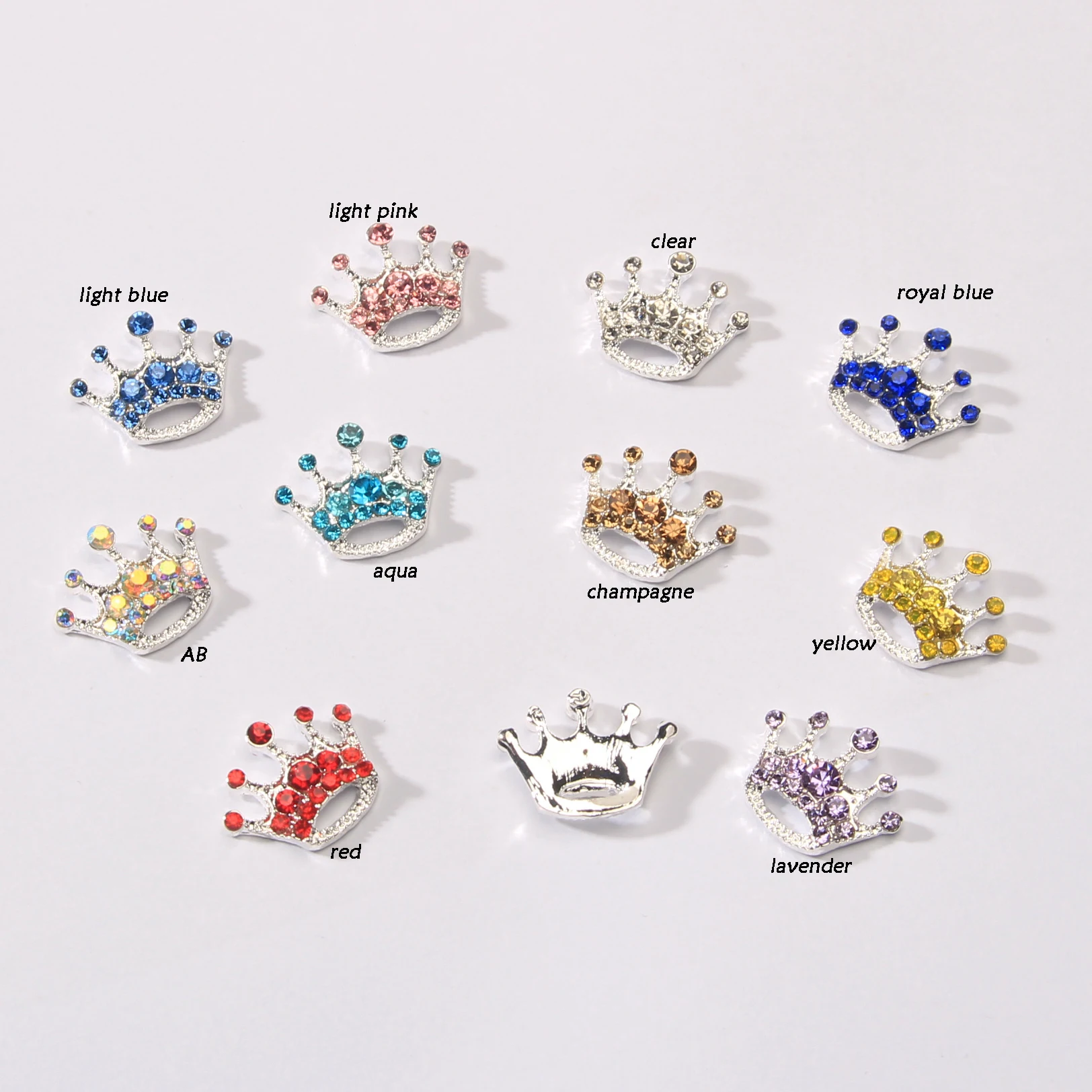 Mini Rhinestone Tiara Crown Buttons Flatback 20mmX16mm Embellishment for Craft DIY Hair Bow Flower 10PCS(BTN-5732) 2
