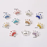 Mini Rhinestone Tiara Crown Buttons Flatback 20mmX16mm Embellishment for Craft DIY Hair Bow Flower 10PCS(BTN-5732) 2
