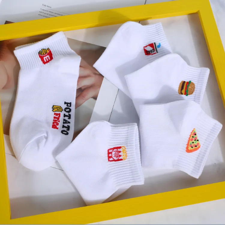 Spring And Summer New Products Students Hamburg French Fries College Style Girl'S No-show Socks Pure Cotton Low-Cut Sweat Absorb
