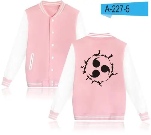 Pink and White Новая куртка Наруто бейсбольная куртка для мужчин и женщин Harajuku Толстовка пальто Зимние куртки аниме Наруто монолитная куртка с Наруто для мужчин - Цвет: Pink and White
