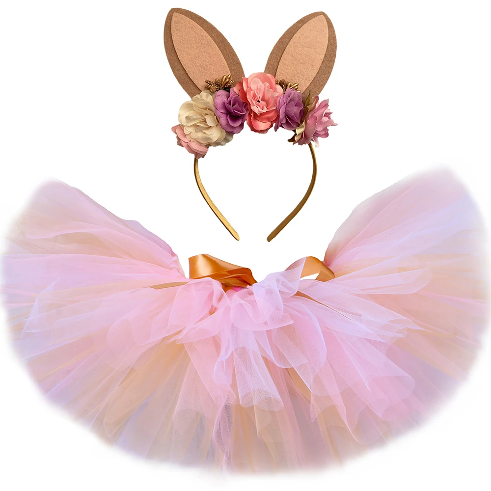 Girls Rabbit Tutu Skirt Outfit Halloween Party Easter Bunny Costume Baby Girl Set Cute Fluffy Tulle Skirts for Kids 0-14Y | Детская