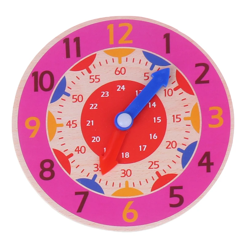 Детские деревянные часы Монтессори, игрушки, часы, минуты, секунды, познавательные Разноцветные часы, игрушки для детей, обучающие средства для раннего дошкольного возраста - Цвет: Синий