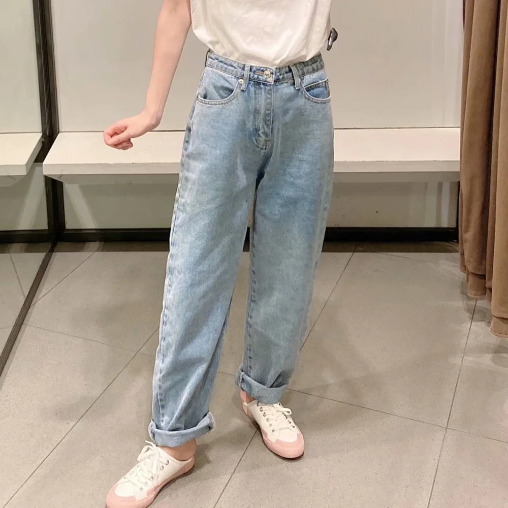 Vintage High Waist Loose Print Jeans 