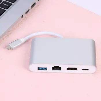 

4 in 1 USB TYPE-C HUB Gigabit Ethernet USB-C HDMI RJ45 60W Adapter