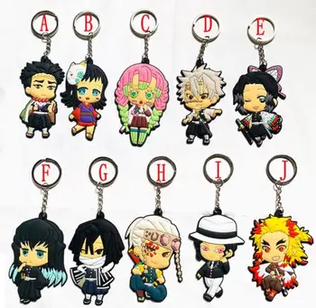

50 pcs Kimetsu no Yaiba Double-sided PVC keychains Anime PVC pendant key chain