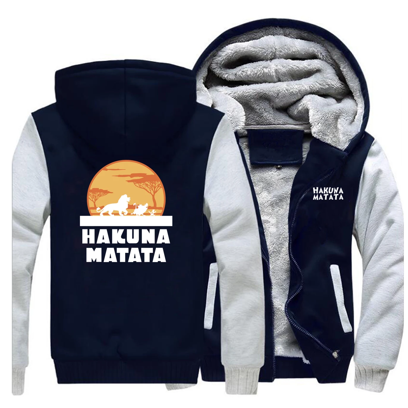 Мужская толстовка с капюшоном, реглан, размера плюс, HAKUNA, MATATA, с принтом, Вельветовая утолщенная Толстовка с длинным рукавом, пальто, Осень-зима - Цвет: Gray Dark Blue5