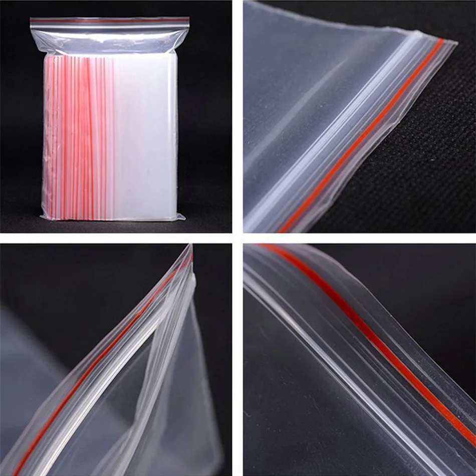 100 шт Пластиковые Ziplock Сумки Ювелирные изделия Малый мешок с застежкой упаковки пищевых продуктов молнии замок сумки ясные свежие сохраняя пылезащищенные