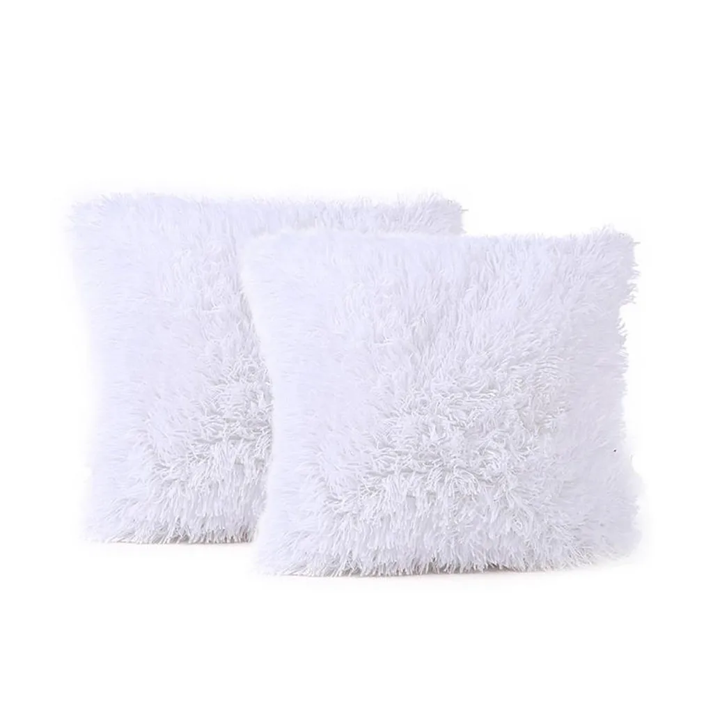 2 шт. наволочка 45*45 плюшевая подушка красивый и удобный Набор наволочек домашний диван в спальню украшение домашнего декора - Цвет: White