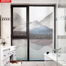 Рисунок гор электростатическое окно пленка целлофановая непрозрачная самоклеящаяся Балконная домашняя оконная бумага стеклянная пленка оконные наклейки