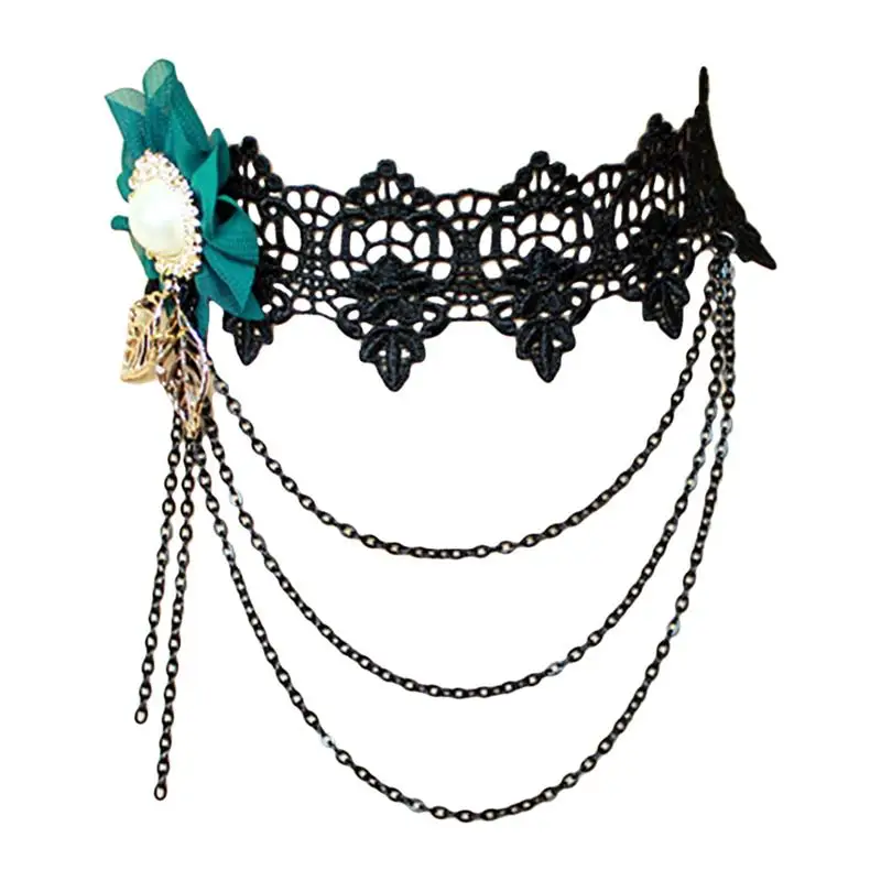 Модные Collares сексуальные Чокеры в готическом стиле черное кружевное ожерелье, колье винтажное женское колье стимпанк ювелирные изделия для Хэллоуина