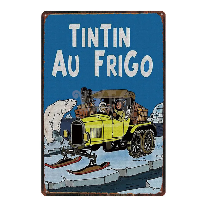 Tintin автомобиль мультфильм металлическая жестяная вывеска потертый шик Винтаж таблички стена для детской комнаты бар домашнего искусства ремесло кино декор 30X20 см DU-2923