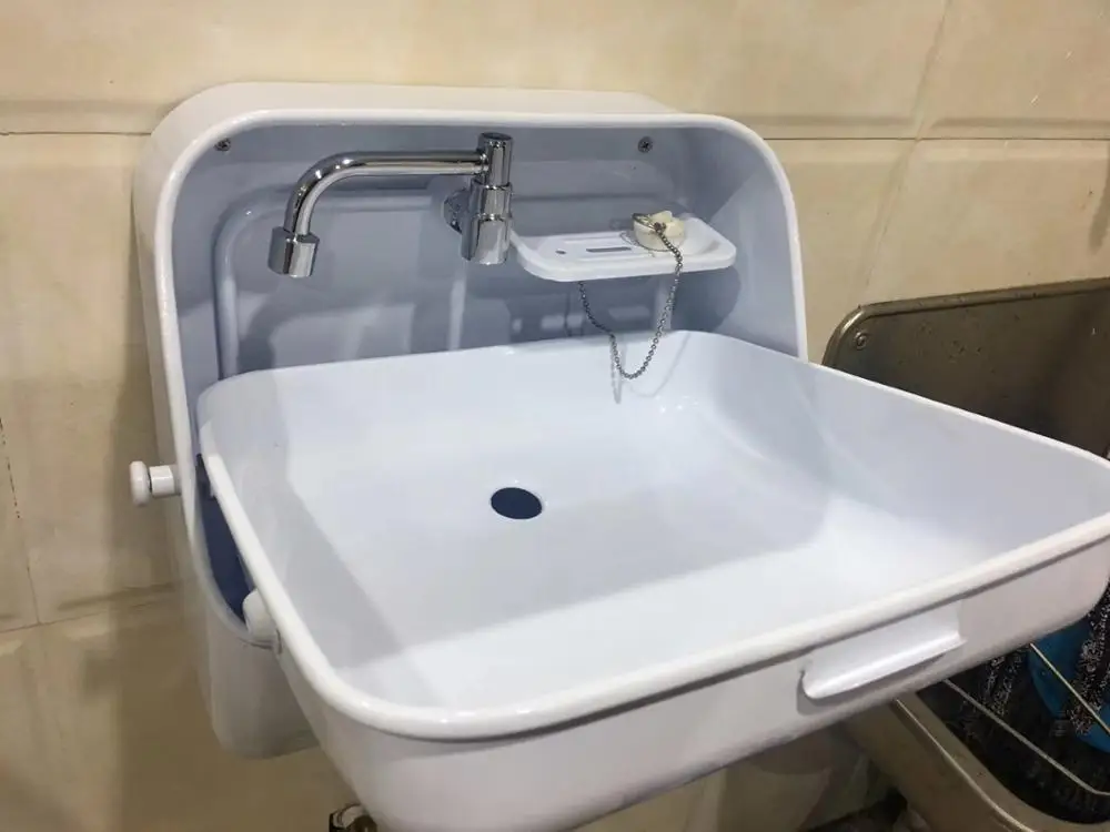 Нержавеющая Сталь белая окрашенная складная раковина с холодной водой кран кэмпер Караван Лодка 370*390*180/375 мм